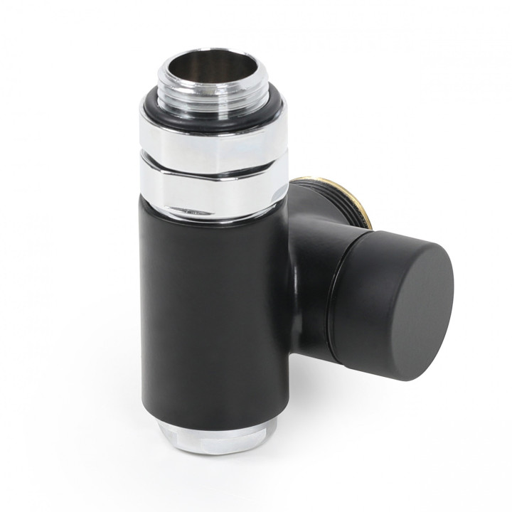 Zawór odcinający zintegrowany Terma, Lewy, GZ 24x19 - czarny