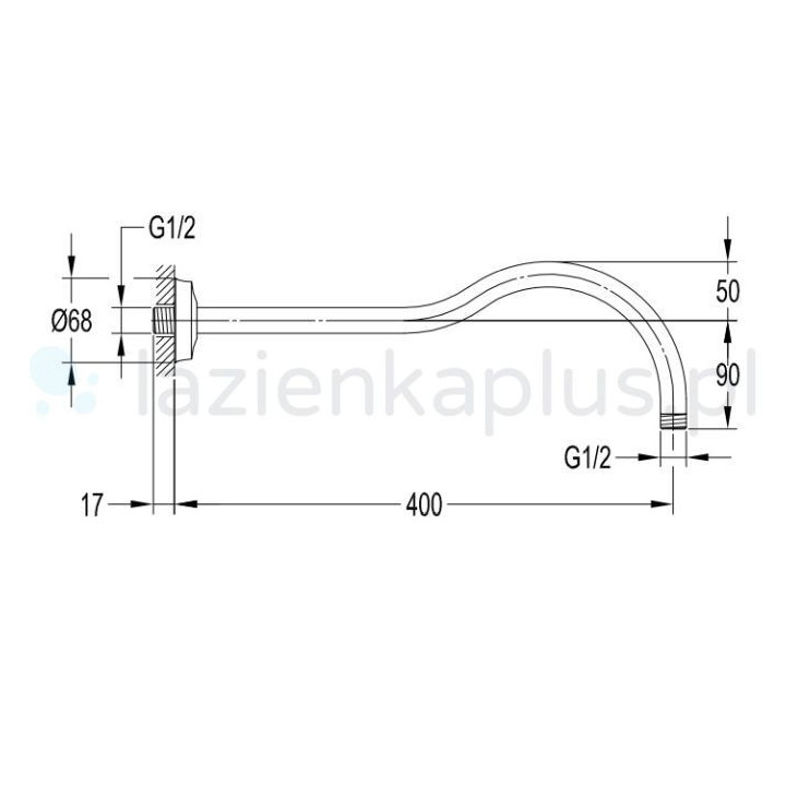 Ramię prysznicowe Omnires Armance, miedź antyczna
