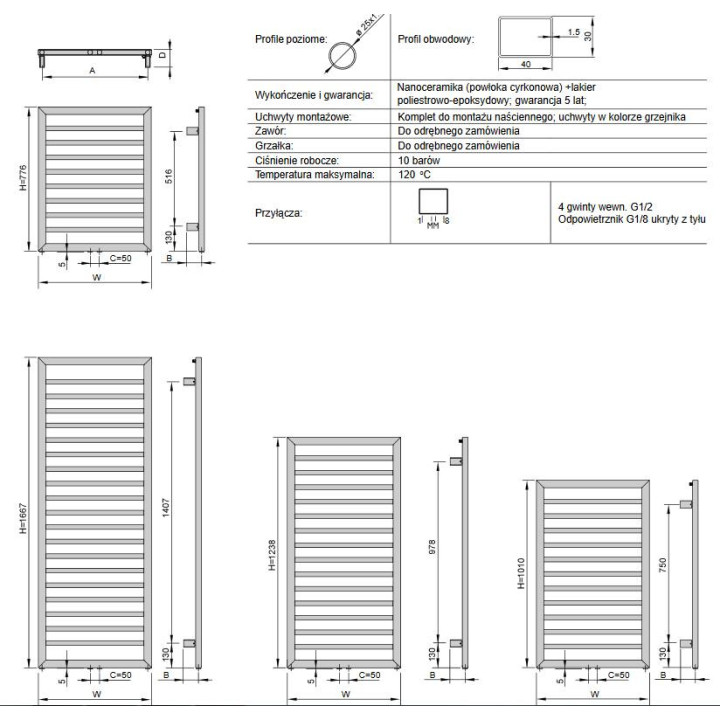 Grzejnik Enix Hiacynt (HX-608) 55,5x77,3 cm - biały mat