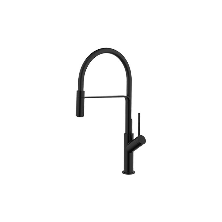 Bateria zlewozmywakowa Omnires Vita obrotowa wylewka, wyciągany prysznic, czarny mat