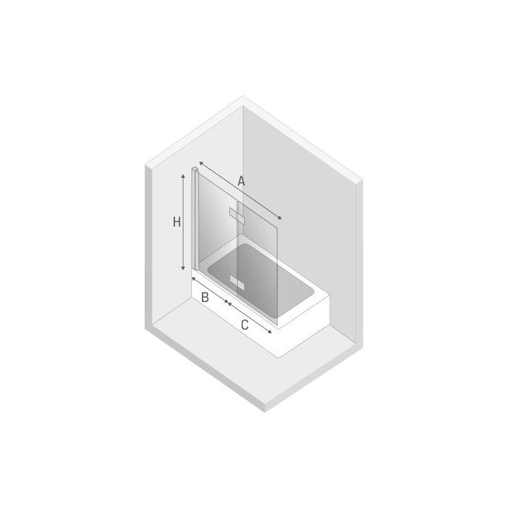 Parawan nawannowy New Trendy New Soleo Black 100x140 cm, prawy, 2-częściowy, szkło przezroczyste