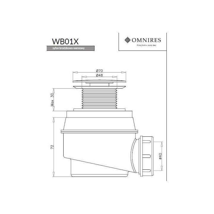 Syfon wannowo-brodzikowy Omnires chrom