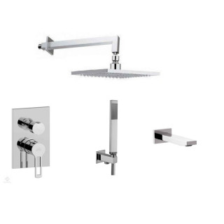 Zestaw podtynkowy wannowo-prysznicowy Paffoni Ringo, z deszczownicą 20x20 i wylewką wannową, czarny mat