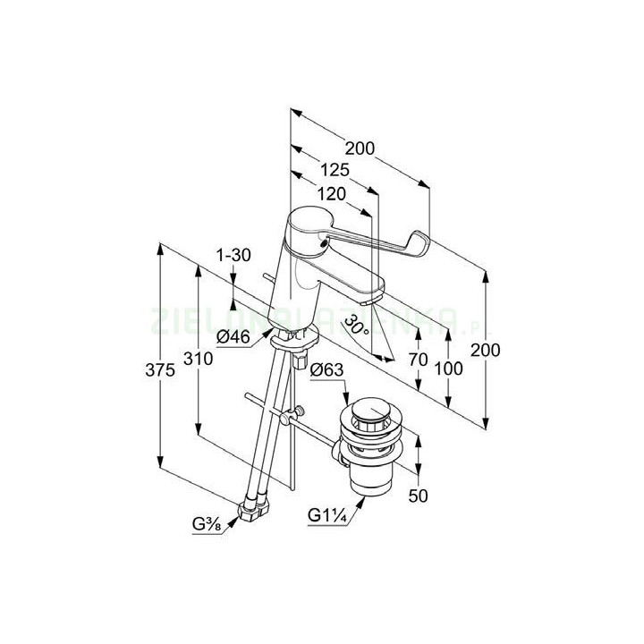 Bateria umywalkowa Kludi LOGO Neo dla niepełnosprawnych 