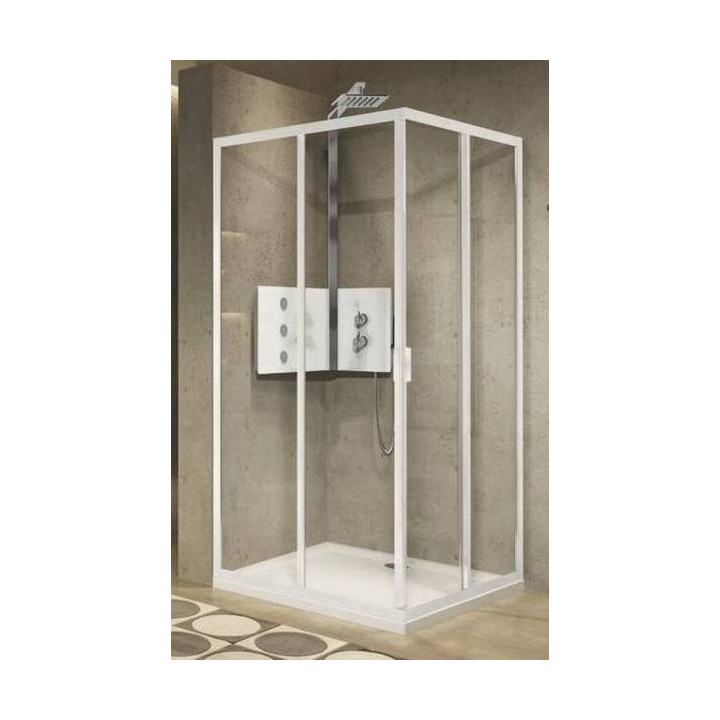 PYTAJ O RABAT ! Kabina Novellini Zephyros A narożna, 2 skrzydła przesuwane z polami stałymi, rozmiar 67-70 cm, szkło przeźroczys