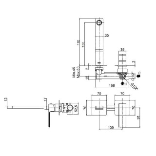 Bateria umywalkowa Paffoni Elle, podtynkowa, zespolona, 150mm, chrom