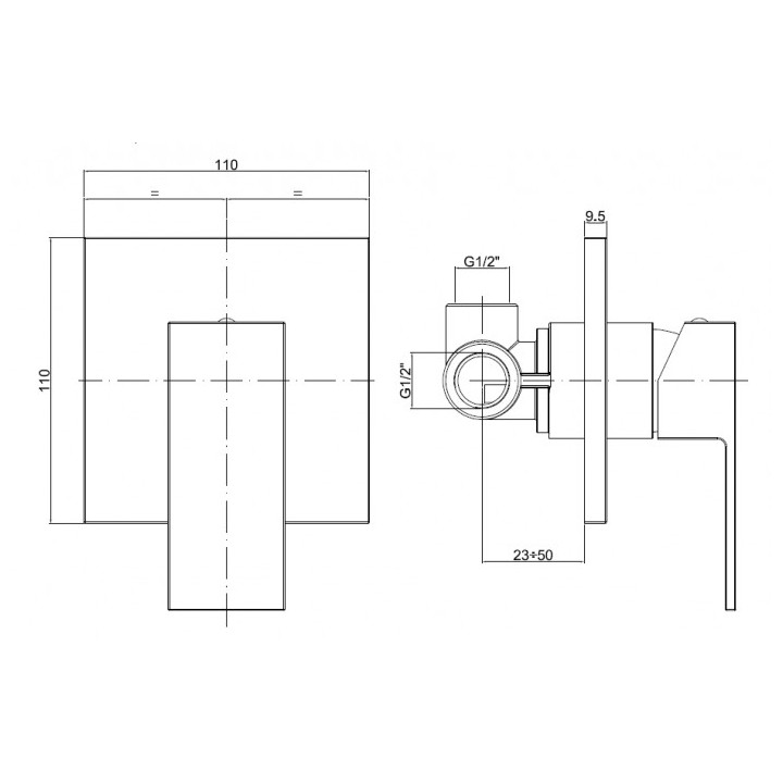 Zestaw natryskowy z baterią podtynkową, Paffoni Elle, ramię 300mm, chrom