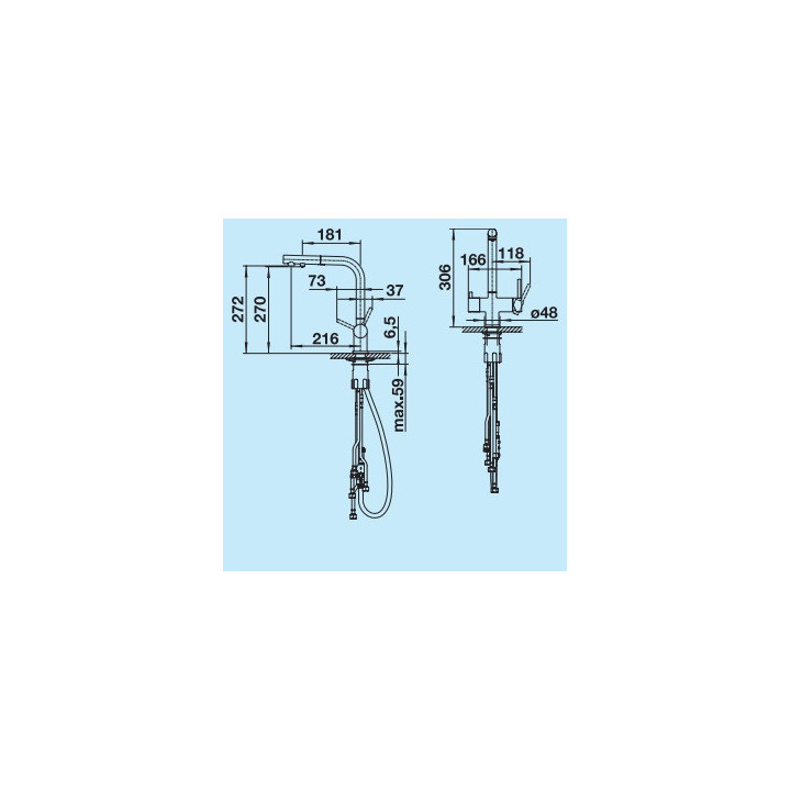 Bateria kuchenna Blanco Fontas-S II, wyciągana wylewka, dwuobwodowa, antracyt