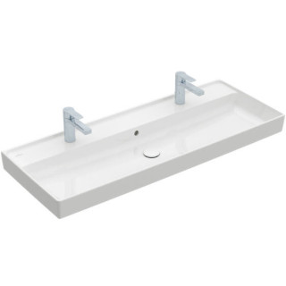 Umywalka meblowa podwójna Villeroy&Boch Collaro, 130x47cm, z przelewem, biała