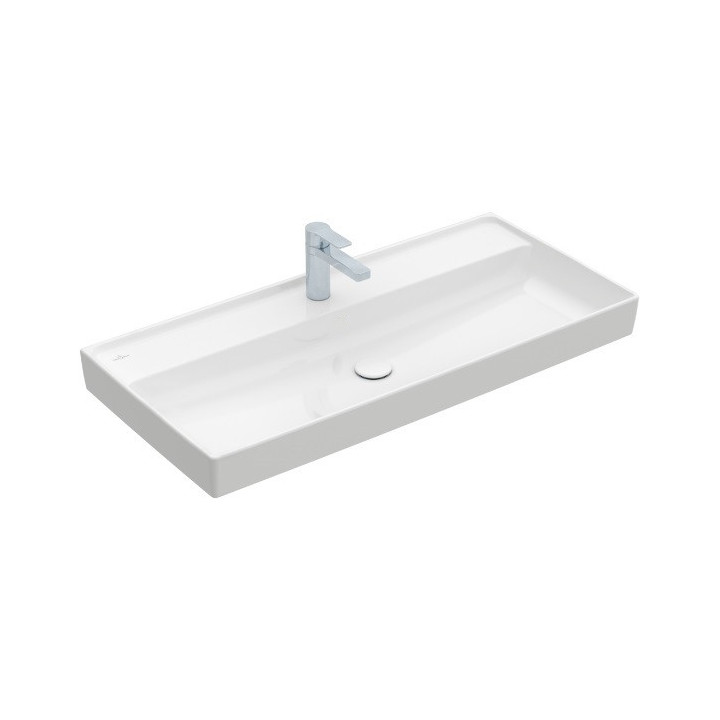 Umywalka meblowa podwójna Villeroy&Boch Collaro, 130x47cm, z przelewem, biała