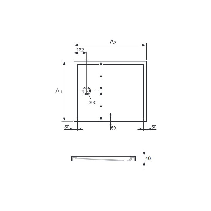 Brodzik prostokątny HUPPE Purano, 90x80cm, biały