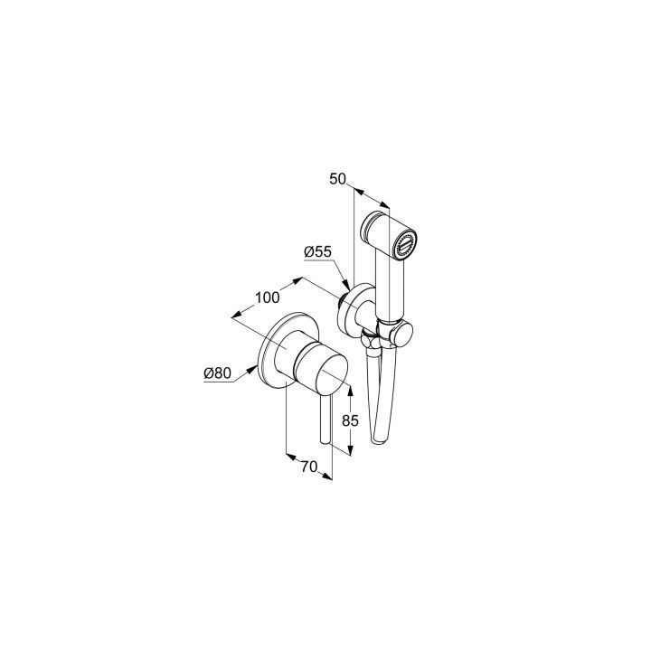 Zestaw higieniczny Kludi Bozz, podtynkowy, chrom