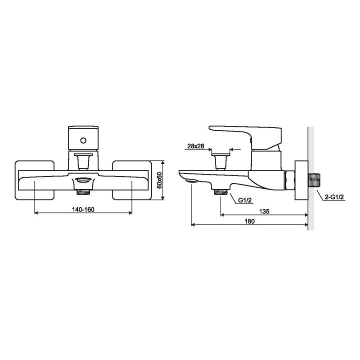Bateria wannowa Excellent Keira, natynkowa, czarny mat