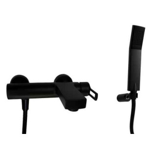 Bateria wannowa z zestawem natryskowym Paffoni Ringo, ścienna, czarny mat