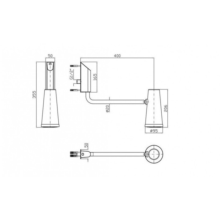 Głowica natryskowa Zucchetti Closer Soft Touch, ścienna, czarna