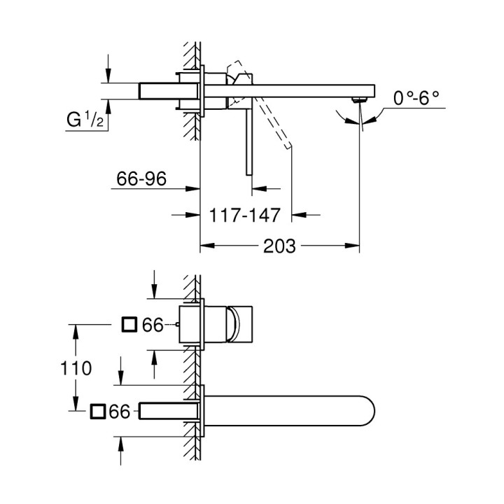 Bateria umywalkowa 2-otworowa Grohe Plus, podtynkowa, chrom