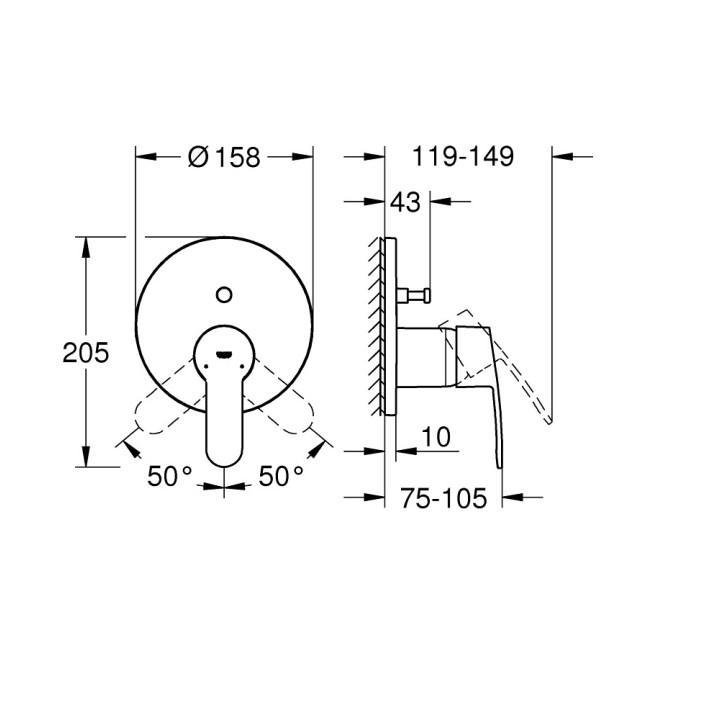 Bateria prysznicowa podtynkowa Grohe Eurostyle Cosmopolitan, jednouchwytowa, chrom