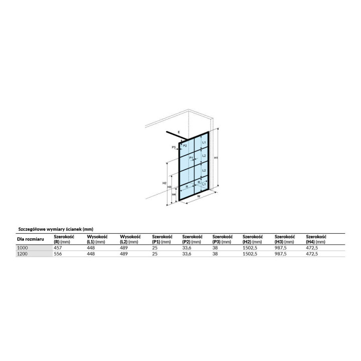 Ścianka Walk In Excellent Fabrika 120x200 cm, czarny