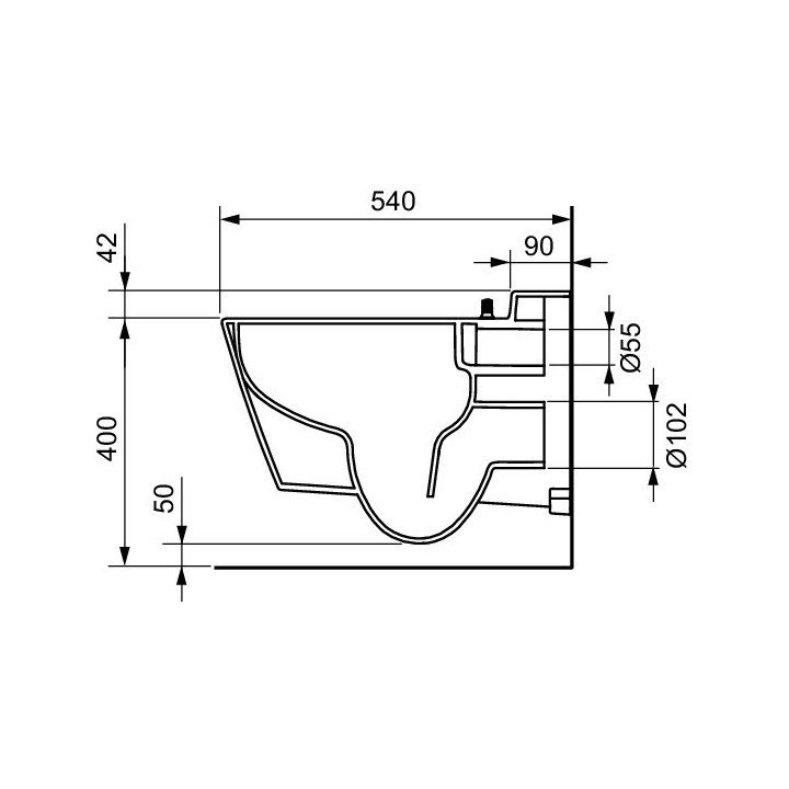 Miska WC z funkcją prysznica TECEone, 54x40cm, bezkołnierzowa, biała