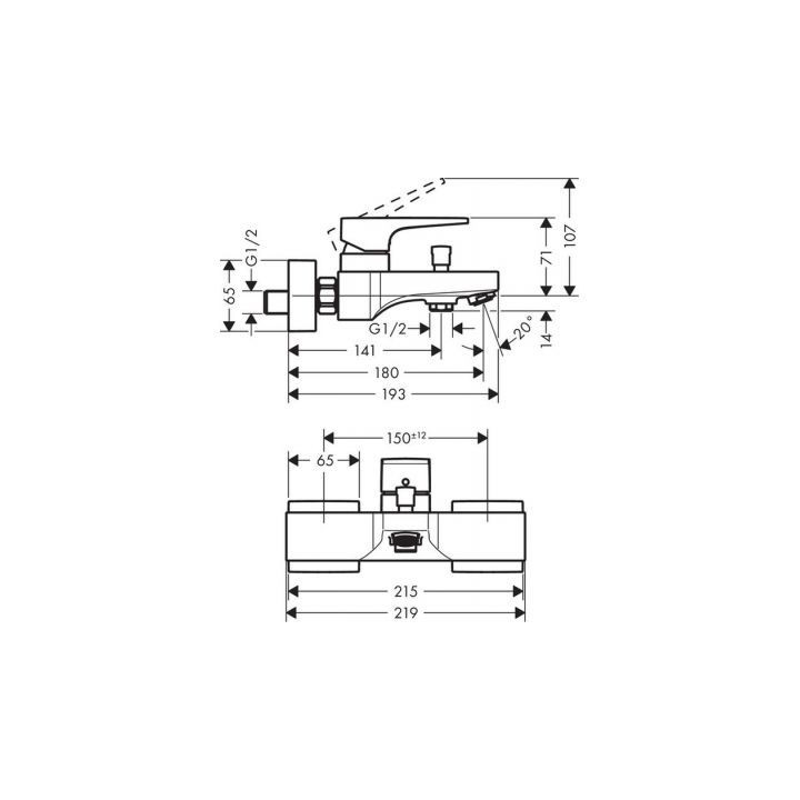 Bateria wannowo-prysznicowa ścienna Hansgrohe Metropol chrom - sanitbuy.pl