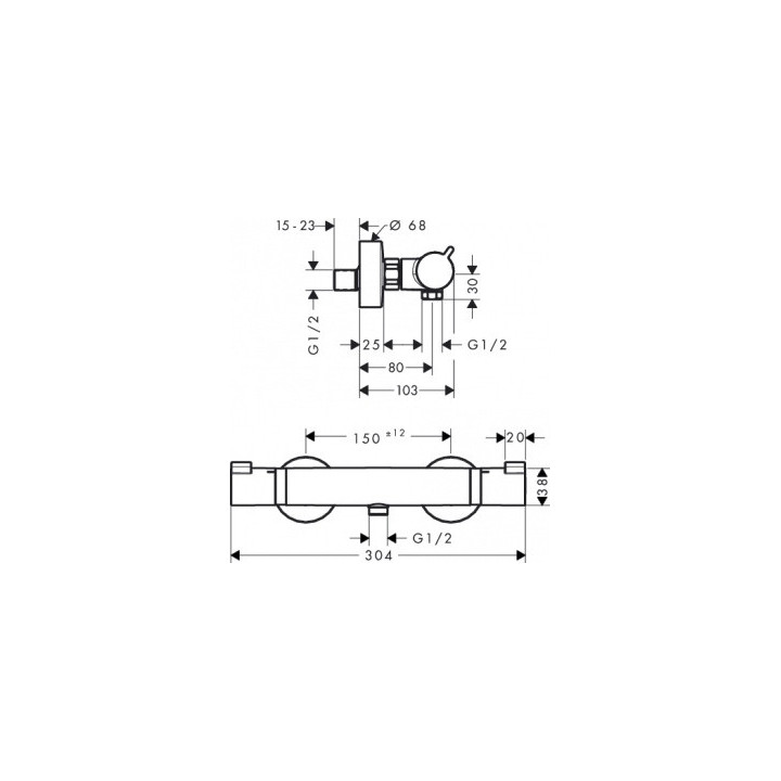 Wannowa bateria termostatyczna Hansgrohe Ecostat Comfort, natynkowa, 2 odbiorniki, czarny mat