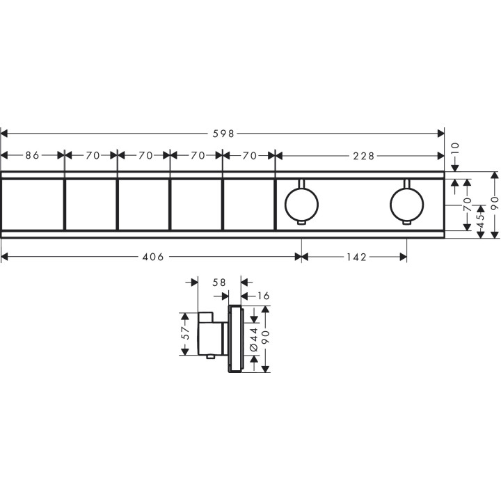 Bateria termostatyczna Hansgrohe RainSelect, podtynkowa, 2 odbiorniki, czarny mat