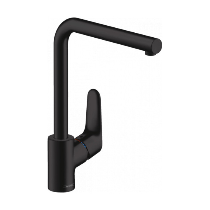 Bateria kuchenna Hansgrohe Focus 280, jednouchwytowa, obracana wylewka, czarny mat
