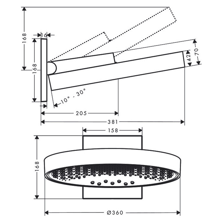 Deszczownica Hansgrohe Rainfinity 250 1jet, średnica 25cm, czarny mat