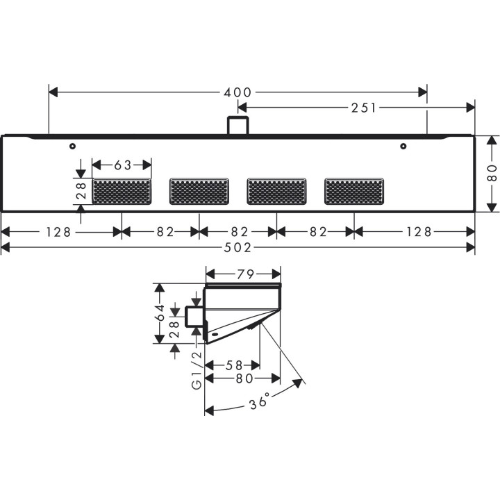 Hansgrohe Rainfinity Shoulder Shower 500 1jet z półką prysznicową, chrom