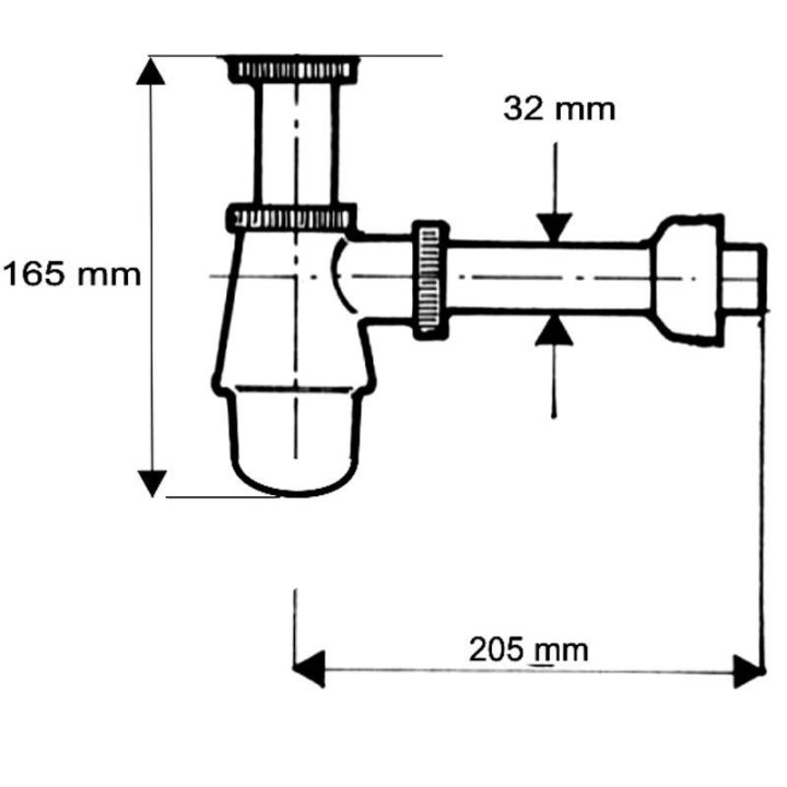 Syfon butelkowy McAlpine, 1.1/4″x32mm, mosiądzowy, chrom