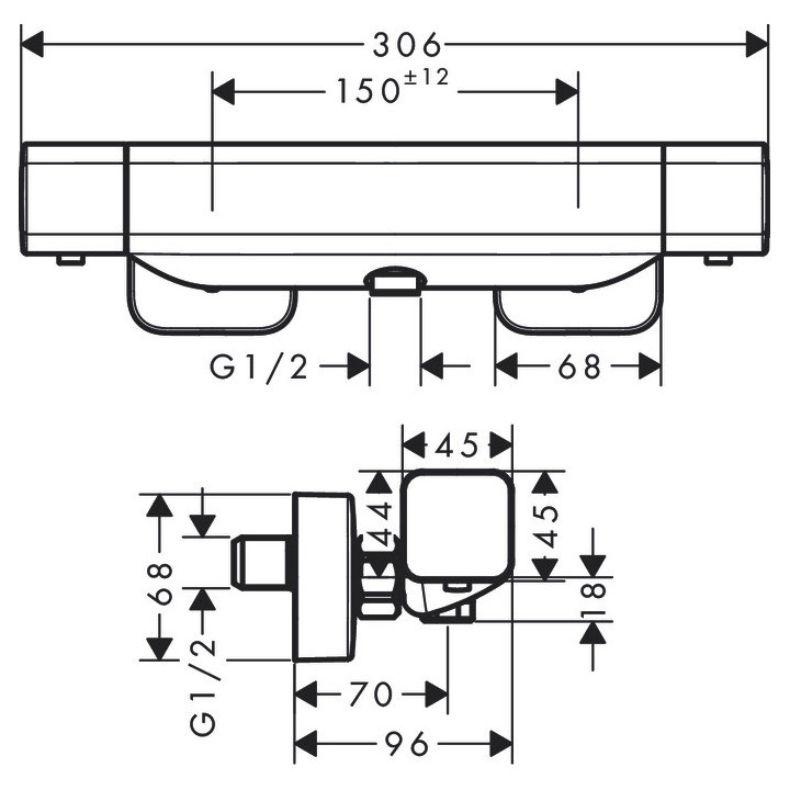 Prysznicowa bateria termostatyczna Hansgrohe Ecostat E, natynkowa, chrom