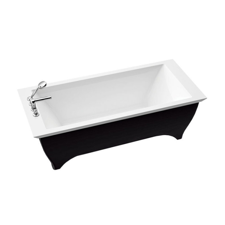 Wanna wolnostojąca Marmorin Teodor II prostokątna z czarną obudową 1800x750x580 mm biała