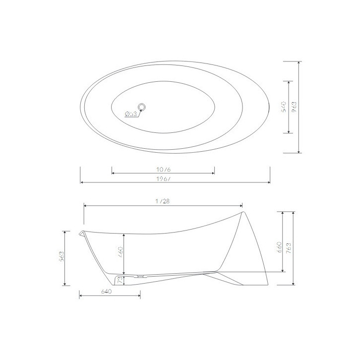 Wanna Marmorin Goccia 197x96 cm, wolnostojąca