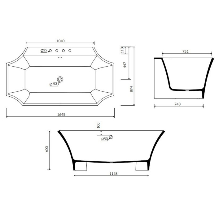 Wanna Marmorin La Donna164x89 cm, przyścienna