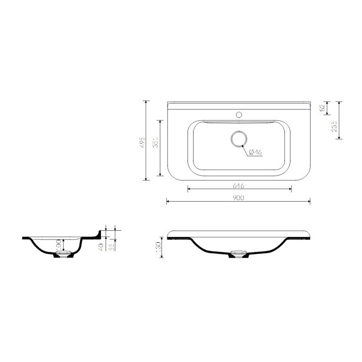 Umywalka Marmorin Balta nablatowa 90x49 cm