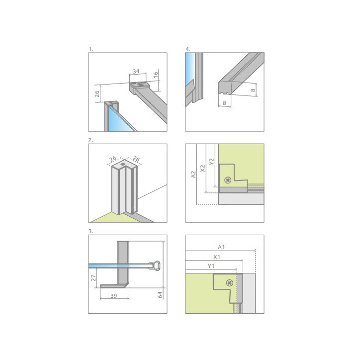 Ścianka boczna S1 70 Radaway Nes KDJ I, przejrzysta, 700x2000mm, profil chrom