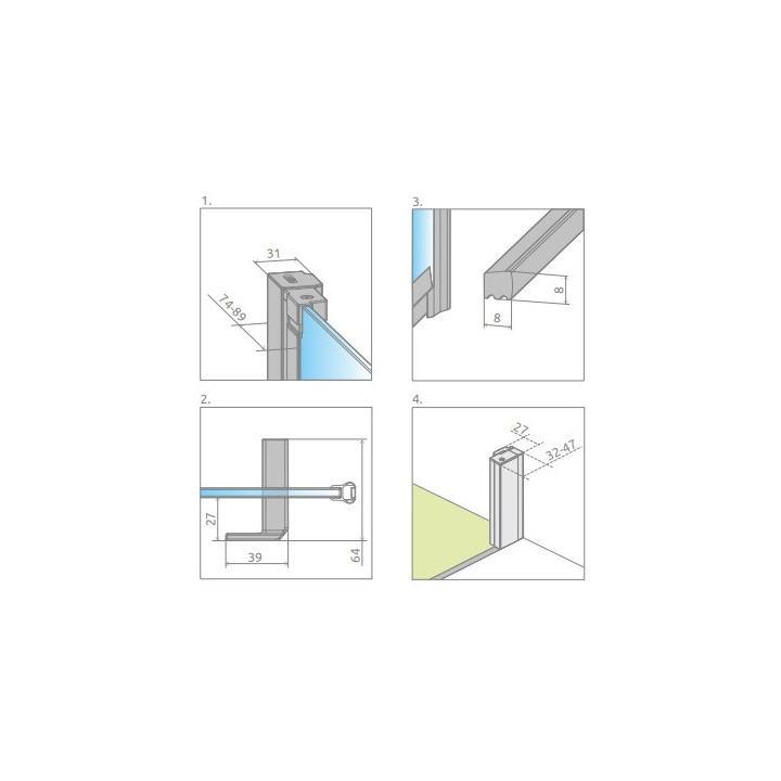 Drzwi prysznicowe Radaway Nes KDS II 120, lewe, 1200x2000mm, srebrny profil