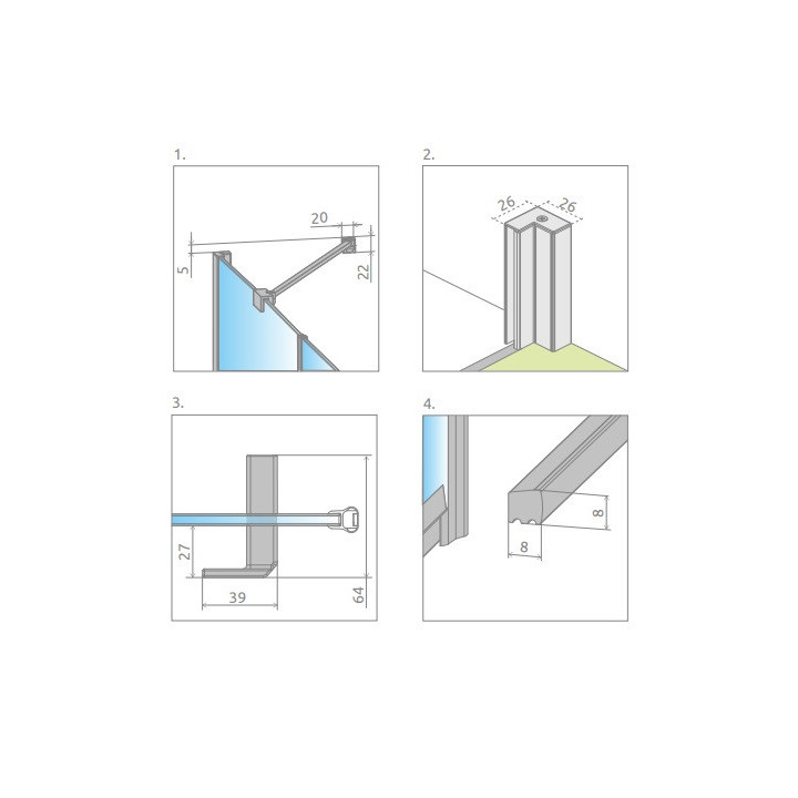 Drzwi prysznicowe Radaway Nes KDS II 120, lewe, 1200x2000mm, srebrny profil