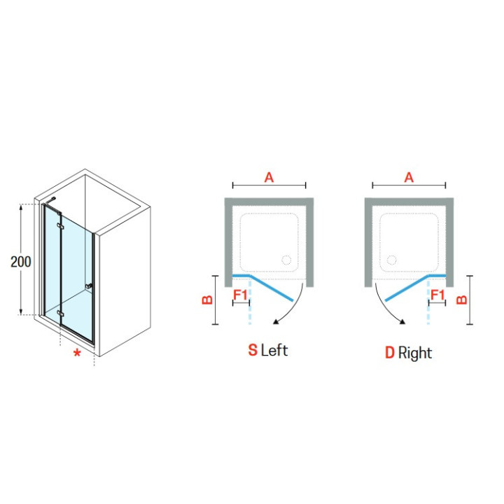 Drzwi prysznicowe do wnęki Novellini Brera G, 84-86x200cm, szkło przejrzyste, profil chrom