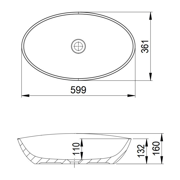 Umywalka nablatowa Omnires Barcelona, owalna, 59x36cm, biała