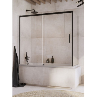 Parawan nawannowy Radaway Idea Black PN DWD 180, rozsuwany, szkło przejrzyste, 180x150cm, czarny profil