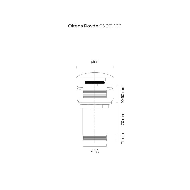 Korek klik-klak do umywalki Oltens Rovde, bez przelewu, chrom