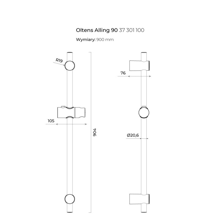 Drążek prysznicowy Oltens Alling, 90cm, chrom