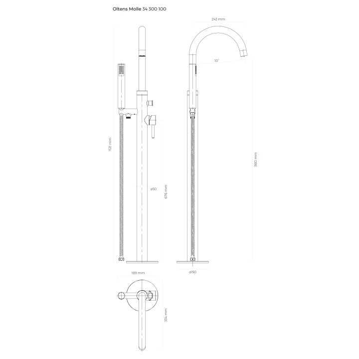 Wanna wolnostojąca Oltens Deven, 160x80cm, owalna, biała