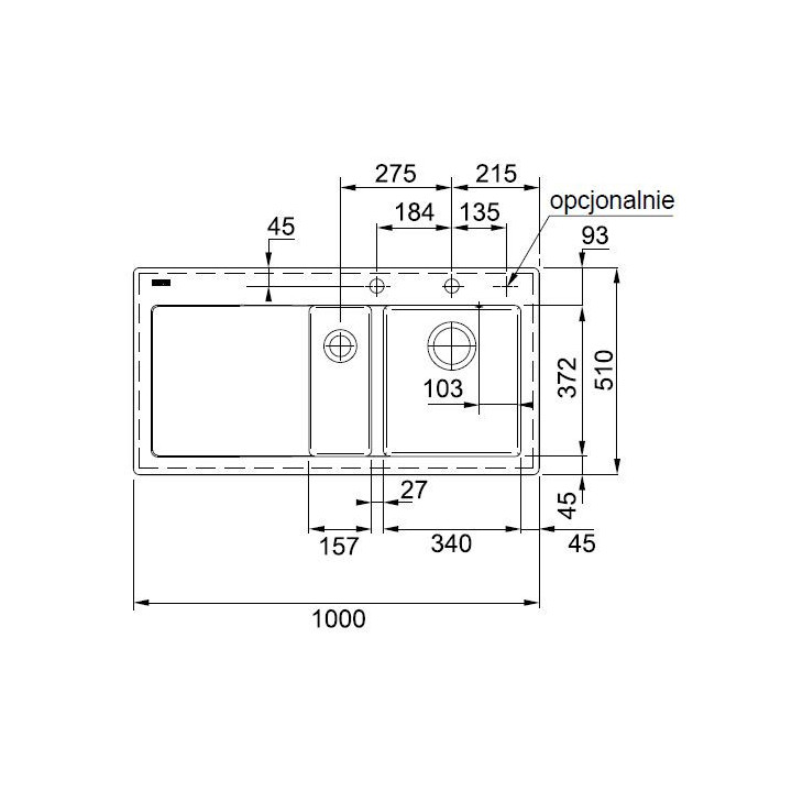 Zlewozmywak ceramiczny Franke MYTHOS 651-100 lewy - biały polarny