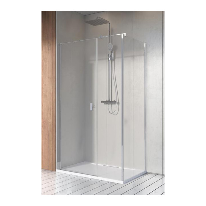 Część lewa kabiny prysznicowej Radaway Nes 8 Black KDD I 100, szkło przejrzyste, 1000x2000mm, czarny profil