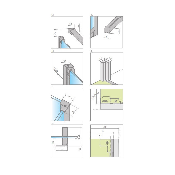 Część lewa kabiny prysznicowej Radaway Nes 8 Black KDD I 100, szkło przejrzyste, 1000x2000mm, czarny profil