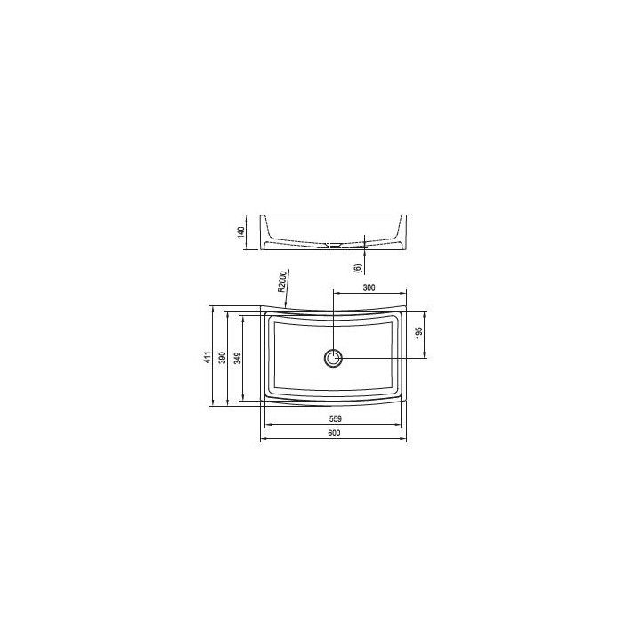 Umywalka nablatowa Ravak Formy 02, 60 cm bez przelewu - biała