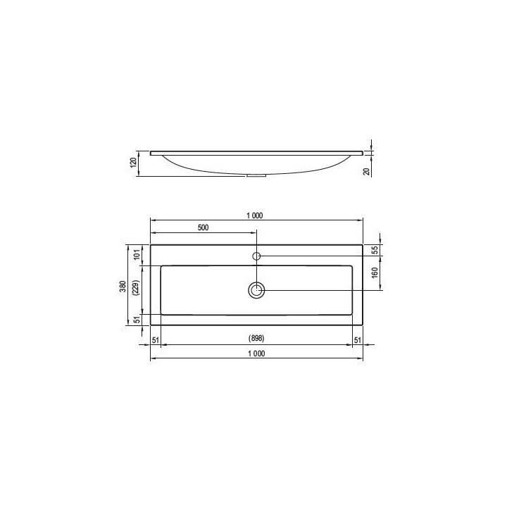Umywalka meblowa Ravak Clear, 100 cm z otworami - biała
