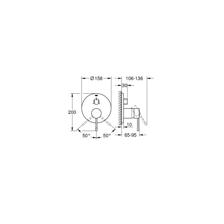 Bateria wannowo-natryskowa Grohe Essence ścienna, jednouchwytowa 3-odbiorniki - chrom